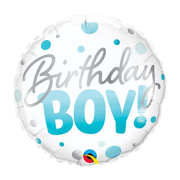 Palloncino Compleanno Boy Blu Dots Pz.1 Mylar Tondo 18" Cm.45 main product photo