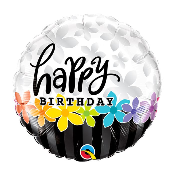 Palloncino Compleanno Fiori Pz.1 Mylar Tondo 18" Cm.45 main product photo