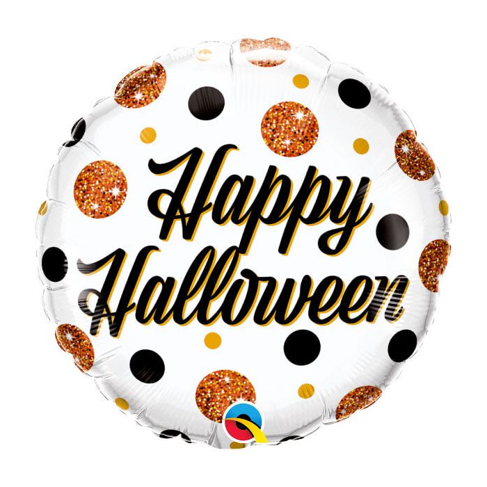 Palloncino Happy Halloween Dots Pz.1 Mylar Tondo 18" Cm.45 main product photo