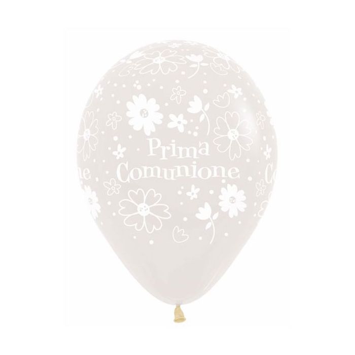 Palloncino Prima Comunione (12") Pz.100 Colore Crystal Trasparente 390 Stampa Bianca Cm.30 main product photo