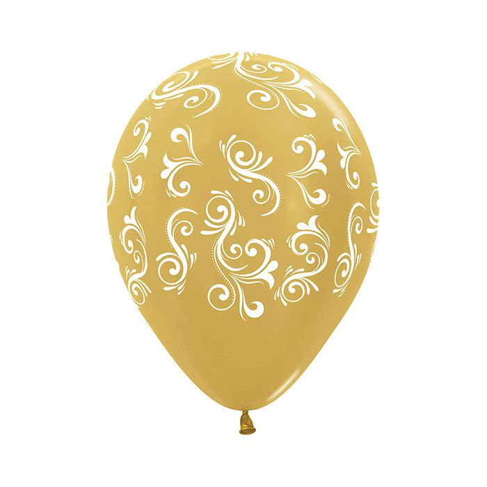 Palloncino Filigree Oro (12") Pz.50 Colore Metallizzato Stampa Bianca Cm.30 main product photo