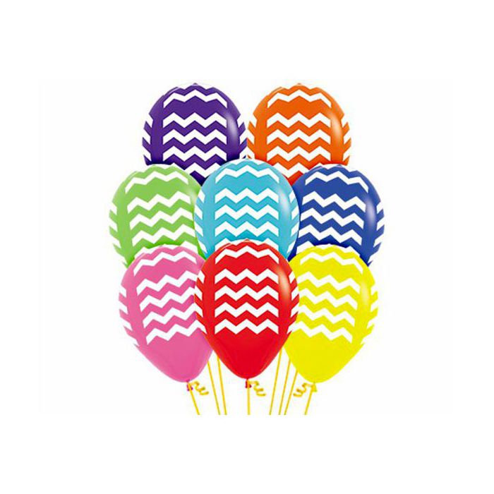 Palloncino Chevron 12" Pz.100 Colore Standard Assortito Stampa Bianca Cm.30 main product photo