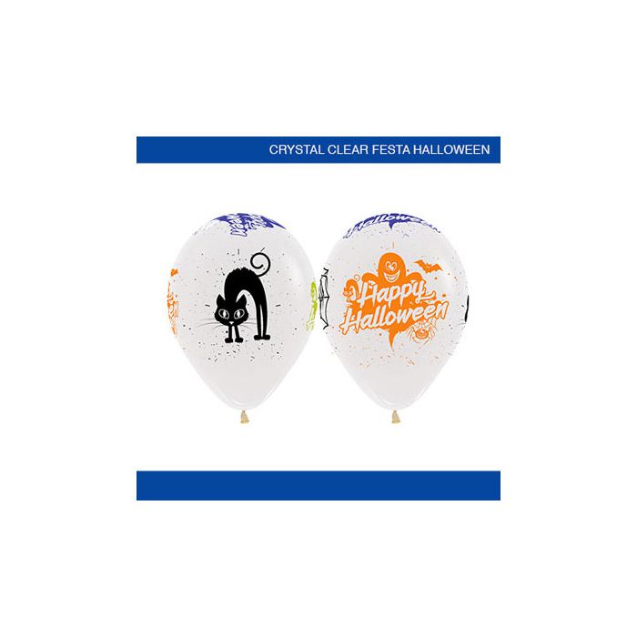 Palloncino Halloween 12" Pz.50 Colore Crystal Trasparente 390 Stampa Assortita Cm.30 main product photo