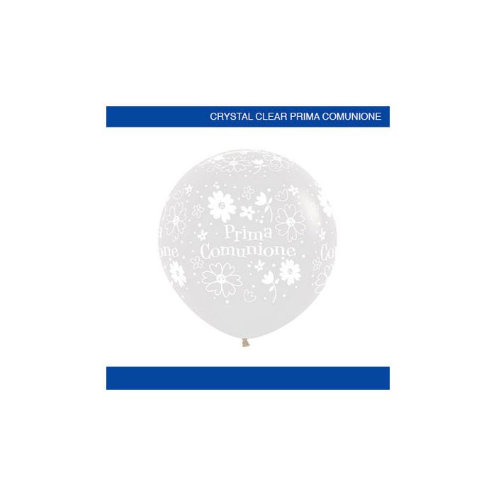 Palloncino Prima Comunione 12" Pz.50 Colore Crystal Trasparente 390 Stampa Bianca Cm.30 main product photo