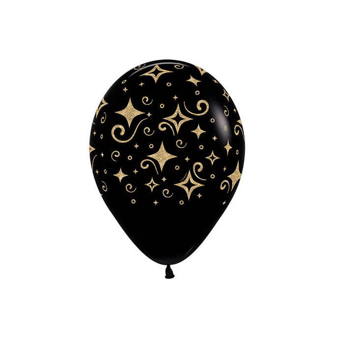Palloncino Diamanti (12") Pz.50 Colore Nero Standart Stampa Oro Glitter Cm.30 main product photo
