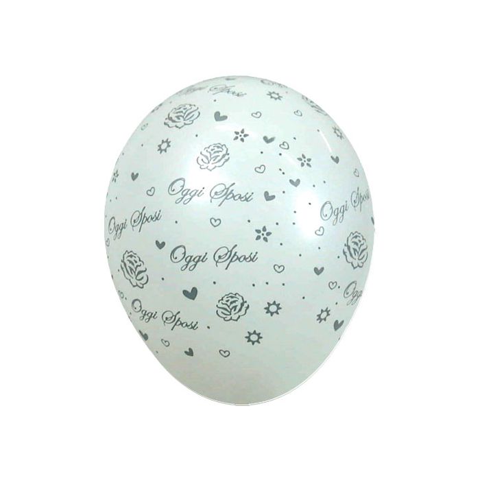 Palloncino Oggi Sposi Rose (5") Pz.100 Colore Standard Bianco 005 Stampa Argento Cm.15 main product photo