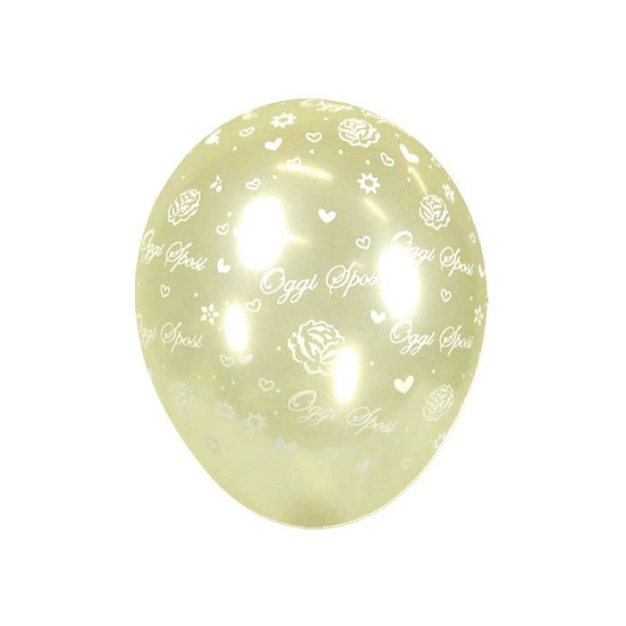 Palloncino Oggi Sposi Rose (5") Pz.100 Colore Perlato Avorio 473 Stampa Bianca Cm.15 main product photo