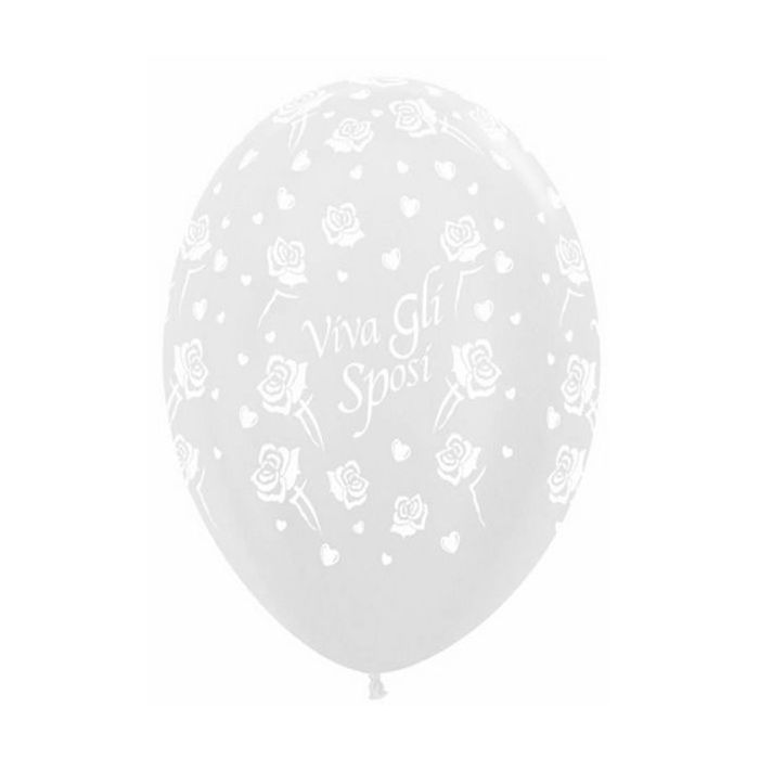 Palloncino Viva Gli Sposi (5") Pz.100 Colore Perlato Bianco 405 Stampa Bianca Cm.15 main product photo