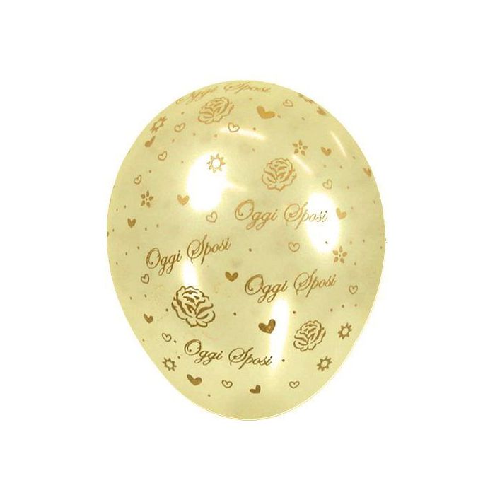 Palloncino Oggi Sposi Rose (5") Pz.100 Colore Perlato Avorio 473 Stampa Oro Cm.15 main product photo
