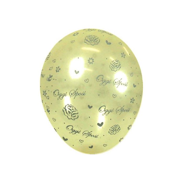 Palloncino Oggi Sposi Rose (5") Pz.100 Colore Perlato Avorio 473 Stampa Argento Cm.15 main product photo