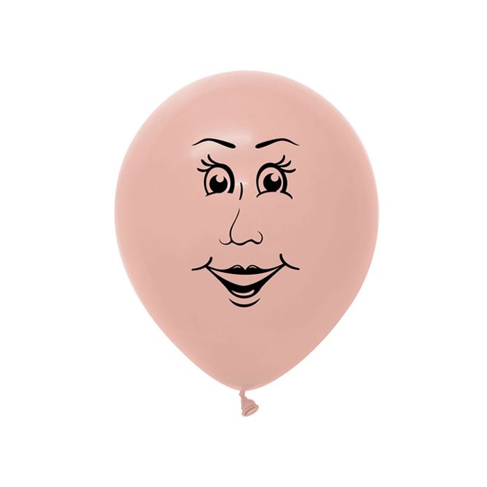 Palloncino Faccia Femmina (5") Pz.100 Colore Standard Pesca 060 Stampa Nera Cm.15 main product photo