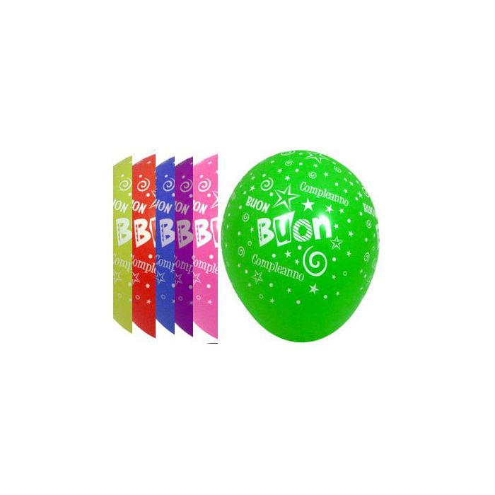 Palloncino Buon Compleanno 12" Pz.100 Colore Standard Assortito Stampa Bianca Cm.30 main product photo