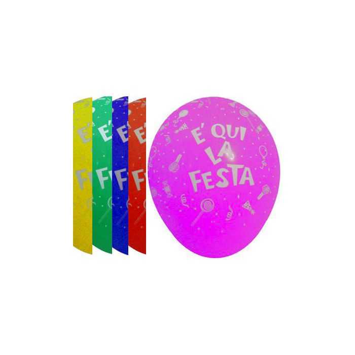 Palloncino E' Qui La Festa 12" Pz.100 Colore Standard Assortito Stampa Bianca Cm.30 main product photo