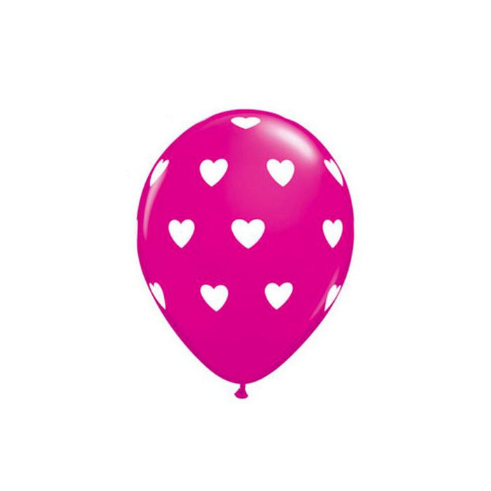 Palloncino Cuore 12" Pz.100 Colore Standard Fuchsia 012 Stampa Bianca Cm.30 main product photo