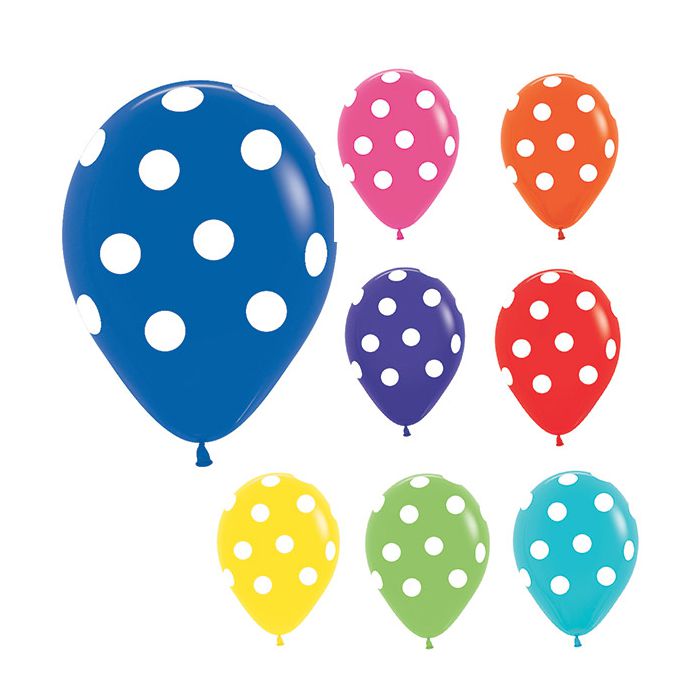 Palloncino Dots 12" Pz.50 Colore Standard Assortito Stampa Bianca Cm.30 main product photo