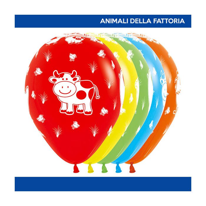 Palloncino Animali Fattoria 12 " Pz.50 Colore Standard Assortito Stampa Bianca Cm.30 main product photo