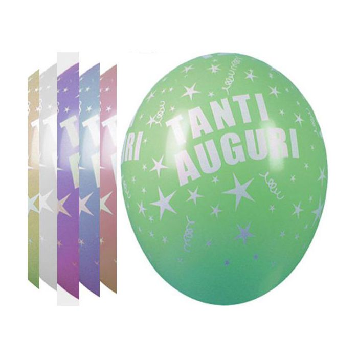 Palloncino Tanti Auguri (16") Pz.100 Colore Pastello Assortito Stampa Bianca Cm.40 main product photo