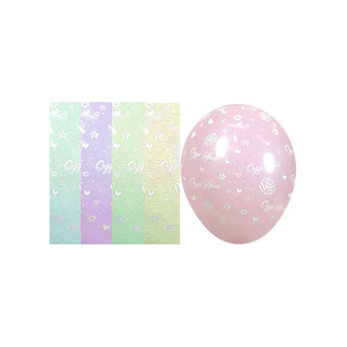 Palloncino Oggi Sposi Rose (5") Pz.100 Colore Pastello Assortito Stampa Bianca Cm.15 main product photo