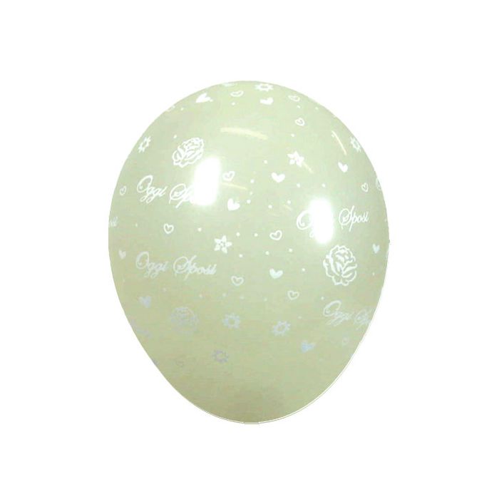 Palloncino Oggi Sposi Roses 12" Pz.100 Colore Perlato Avorio 473 Stampa Bianca Cm.30 main product photo