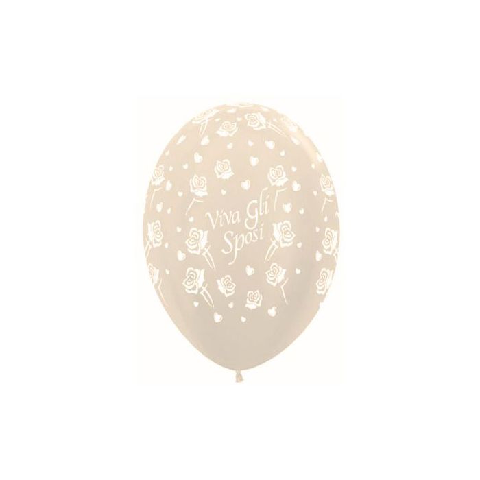 Palloncino Viva Gli Sposi 12" Pz.100 Colore Perlato Avorio 473 Stampa Bianca Cm.30 main product photo