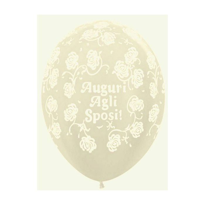 Palloncino Auguri Agli Sposi 12" Pz.100 Colore Perlato Avorio 473 Stampa Bianca Cm.30 main product photo