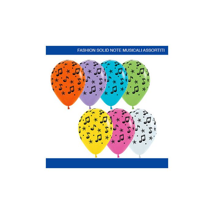 Palloncino Note Musicali 12 " Pz.50 Colore Standard Assortito Stampa Nera Cm.30 main product photo