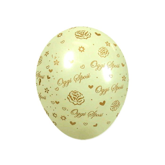 Palloncino Oggi Sposi Roses 12" Pz.100 Colore Perlato Avorio 473 Stampa Oro Cm.30 main product photo