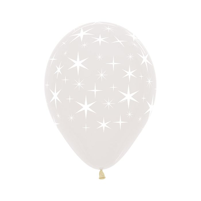 Palloncino Bold Stars (12") Pz.50 Colore Crystal Clear Stampa Bianca Cm.30 main product photo