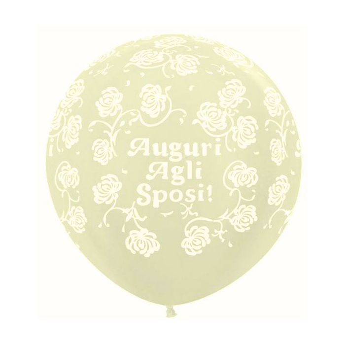 Palloncino Auguri Agli Sposi (36") Pz.5 Colore Satinato Avorio 473 Stampa Bianca Cm.90 main product photo