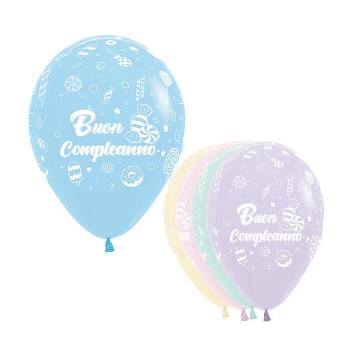 Palloncino Buon Compleanno (12") Pz.50 Colore Pastel Matte Assortito Stampa Bianca Cm.30 main product photo
