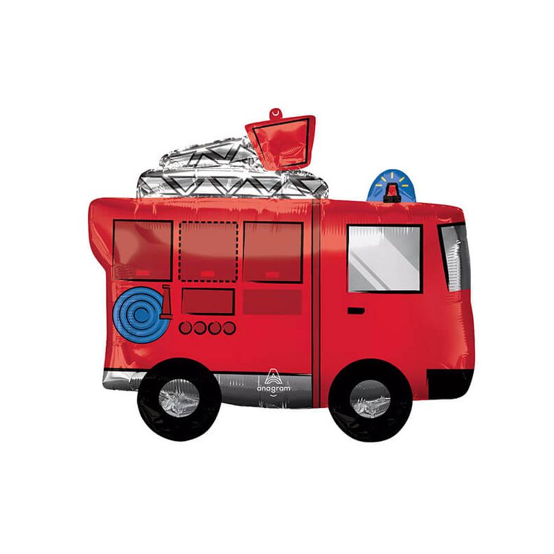Camion dei pompieri Decorazione di compleanno Foglio Fiamma Camion dei pompieri Numero Palloncini Bambini Ragazzi Pompiere Sam Feste Baby Shower Fornure  15