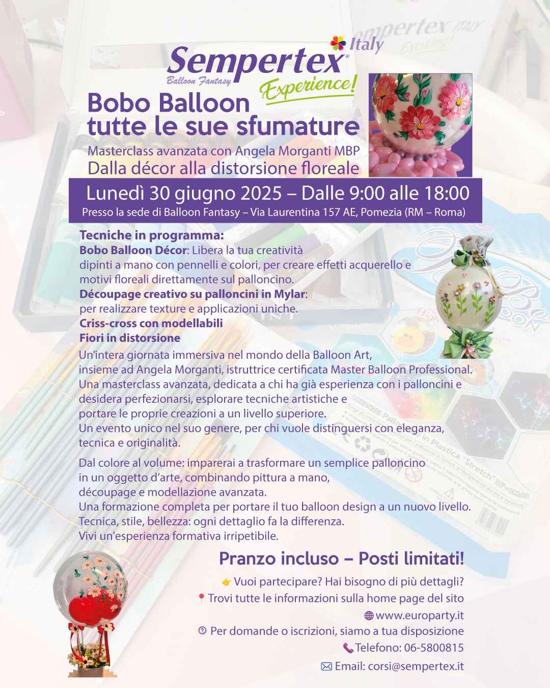 Masterclass avanzata di Balloon Art: Bobo Balloon e le sue sfumature con Angela Morganti MBP
